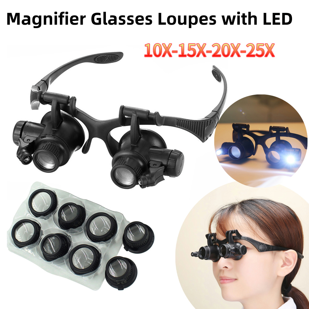 Electronics Repair Glasses - نظارات مكبرة LED بتكبير 10X/15X/20X/25X مع