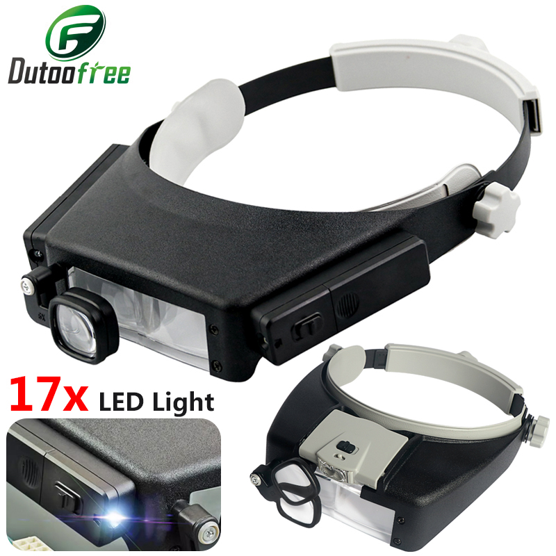 Electronics Repair Glasses - جديد عقال المكبر أضواء LED العدسة