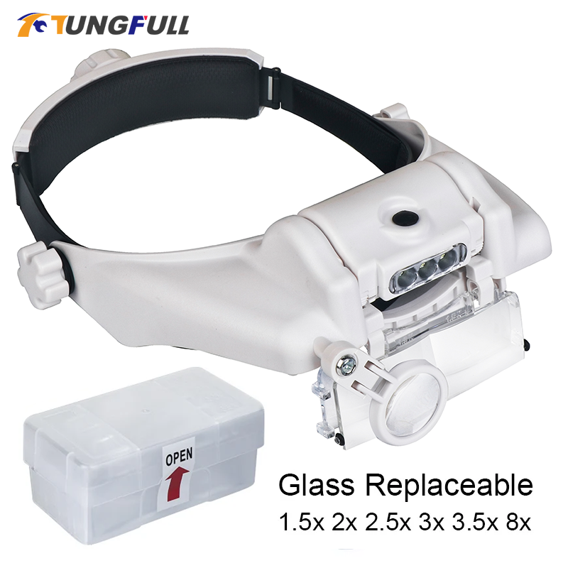 Electronics Repair Glasses - LED عقال المكبر المهنية نظارات مكبرة