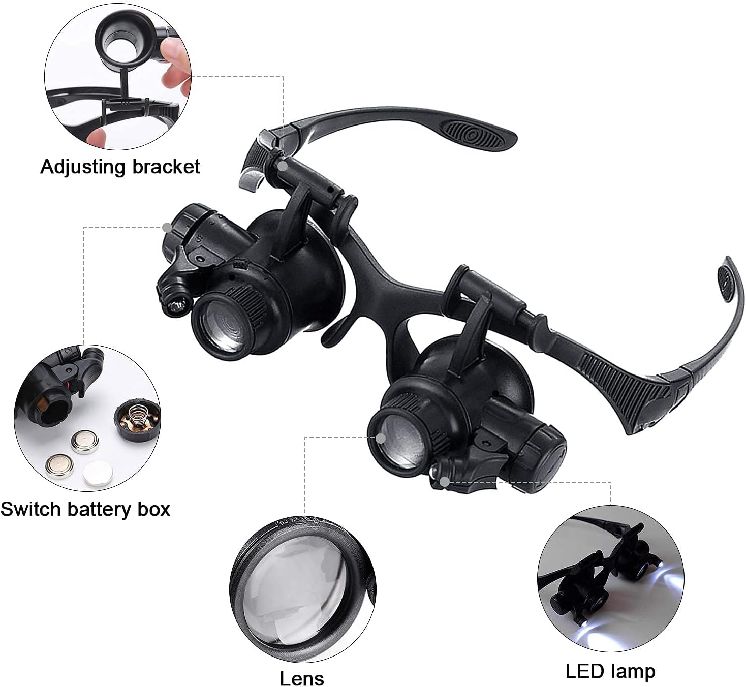 عدسة مكبرة مثبتة على الرأس مع  - مراجعة Electronics Repair Glasses وسعره