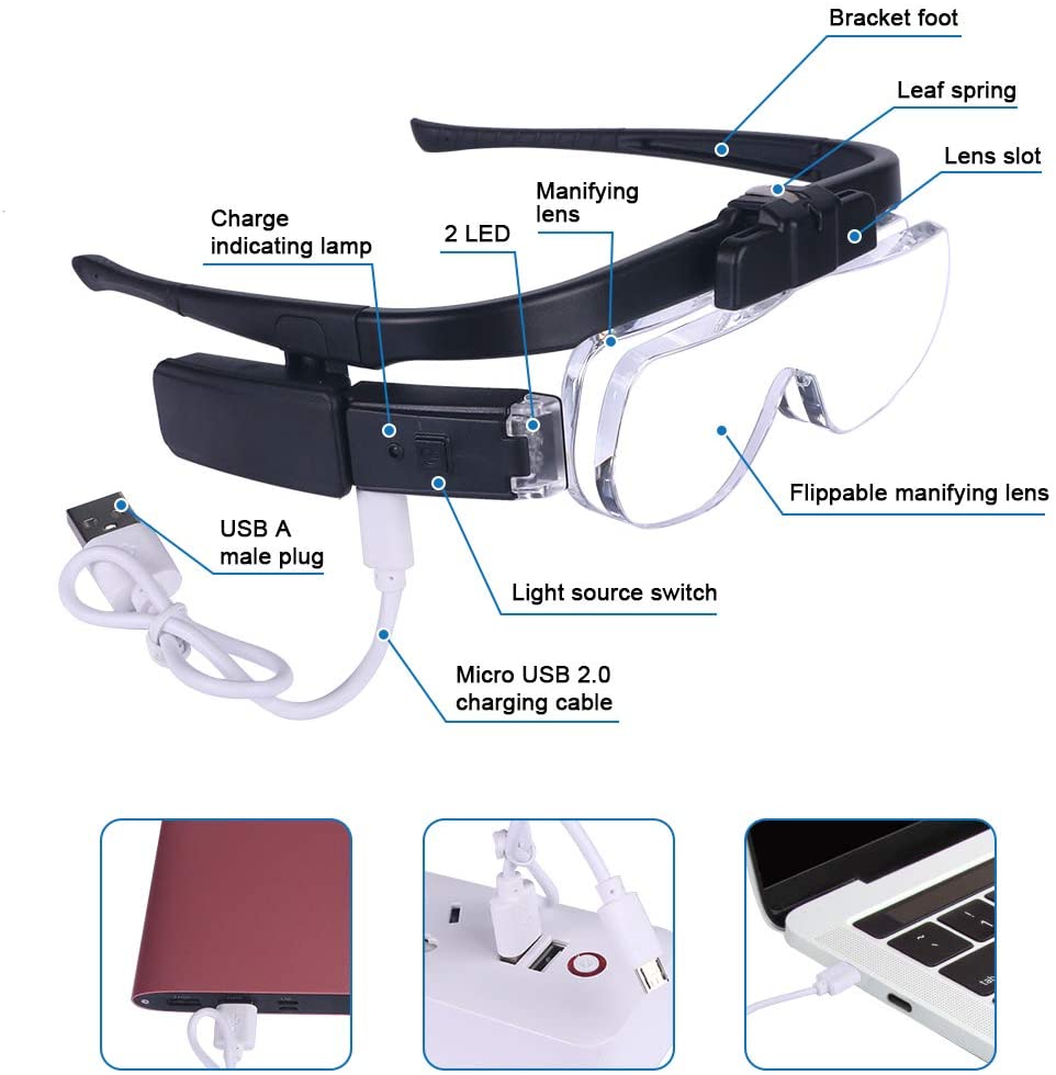 عدسة مكبرة 1.5X/2X/ 2.5X/3.5X/ - مراجعة Electronics Repair Glasses وسعره