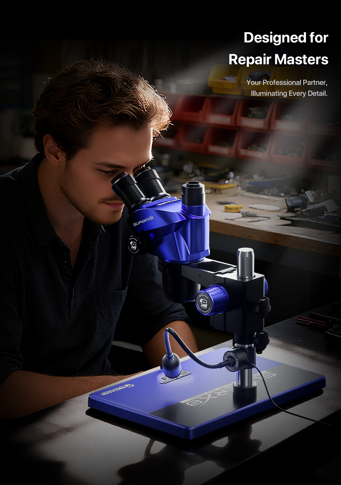 مصدر ضوء عالمي للميكروسكوب من  - مراجعة Electronics Repair Microscope وسعره